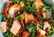 Fish Salad With Cajun Grilled Salmon & Kale (Paleo, Whole30)