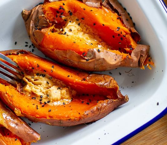 Baked Sweet Potatoes With Miso Butter