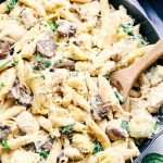 One Pot Creamy Spinach Mushroom Artichoke Chicken