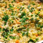 Creamy Chicken Orzo With Peas & Spinach